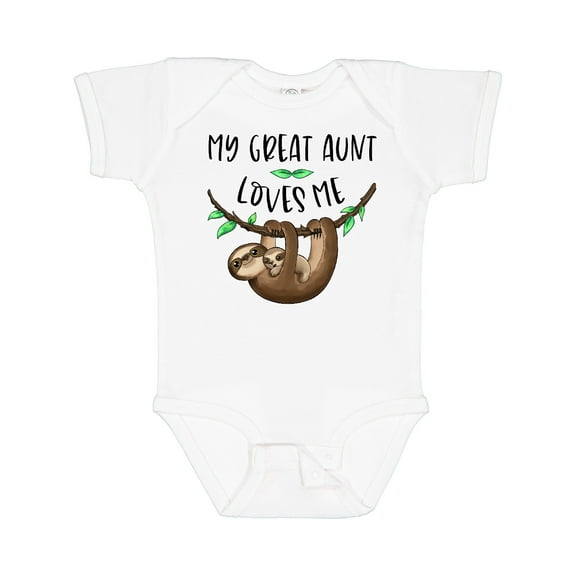 Inktastic My Great Aunt Loves Me Cute Sloth and Baby Boys or Girls Baby Bodysuit