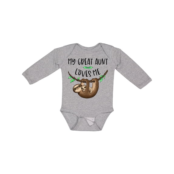 Inktastic My Great Aunt Loves Me Cute Sloth and Baby Boys or Girls Long Sleeve Baby Bodysuit