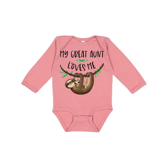 Inktastic My Great Aunt Loves Me Cute Sloth and Baby Boys or Girls Long Sleeve Baby Bodysuit