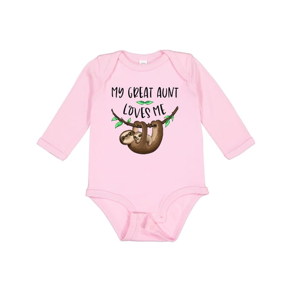 Inktastic My Great Aunt Loves Me Cute Sloth and Baby Boys or Girls Long Sleeve Baby Bodysuit