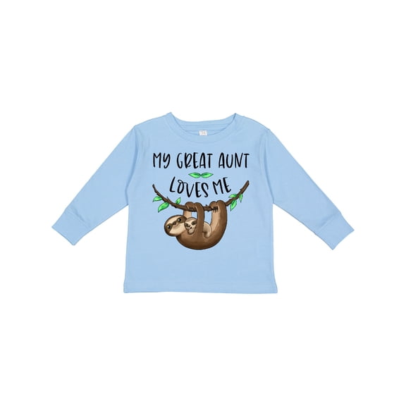 Inktastic My Great Aunt Loves Me Cute Sloth and Baby Boys or Girls Long Sleeve Toddler T-Shirt
