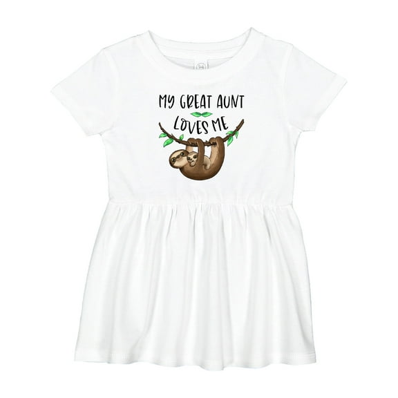 Inktastic My Great Aunt Loves Me Cute Sloth and Baby Girls Baby Dress