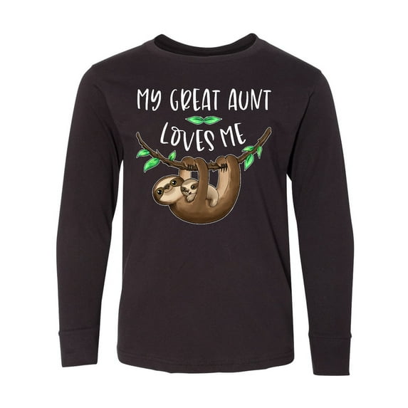 Inktastic My Great Aunt Loves Me Cute Sloth and Baby Long Sleeve Youth T-Shirt