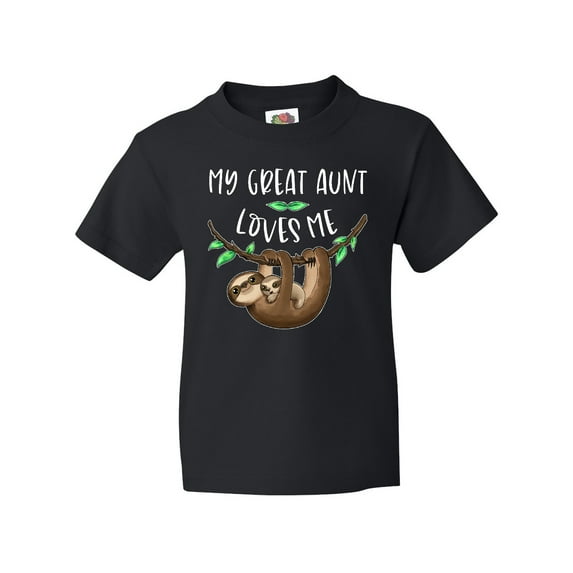Inktastic My Great Aunt Loves Me Cute Sloth and Baby Youth T-Shirt