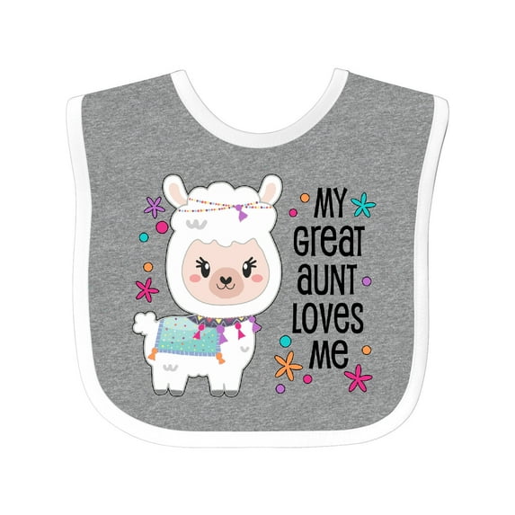 Inktastic My Great Aunt Loves Me Cute and Happy Llama Boys or Girls Baby Bib