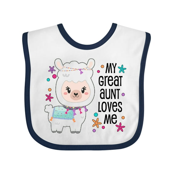 Inktastic My Great Aunt Loves Me Cute and Happy Llama Boys or Girls Baby Bib