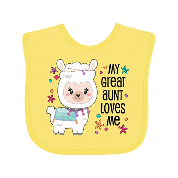 Inktastic My Great Aunt Loves Me Cute and Happy Llama Boys or Girls Baby Bib