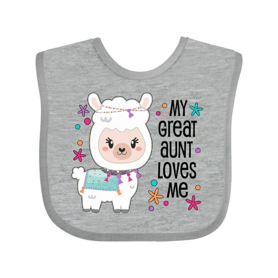 Inktastic My Great Aunt Loves Me Cute and Happy Llama Boys or Girls Baby Bib