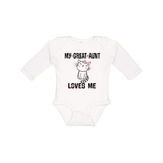 Inktastic My Great Aunt Loves Me Kitty Cat Girls Long Sleeve Baby Bodysuit
