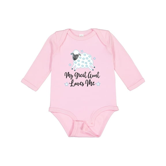 Inktastic My Great Aunt Loves Me Lamb Boys or Girls Long Sleeve Baby Bodysuit