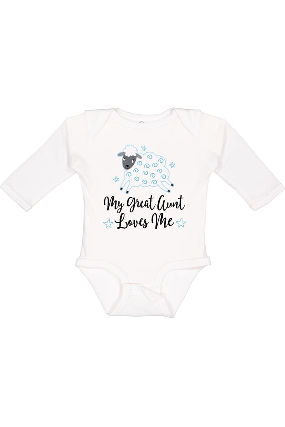 My Great Aunt Loves Me Lamb Boys or Girls Long Sleeve Baby Bodysuit