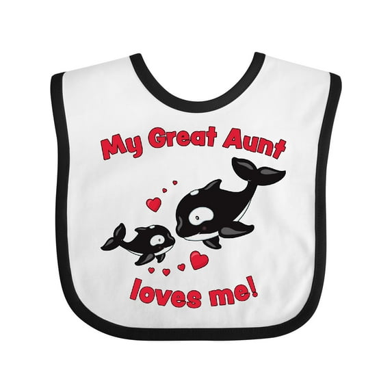Inktastic My Great Aunt Loves Me Orca Family Boys or Girls Baby Bib