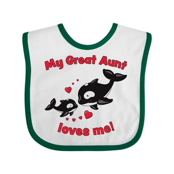 Inktastic My Great Aunt Loves Me Orca Family Boys or Girls Baby Bib