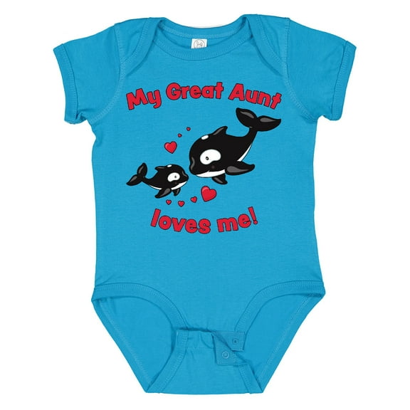 Inktastic My Great Aunt Loves Me Orca Family Boys or Girls Baby Bodysuit