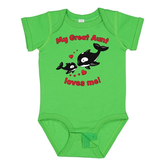 Inktastic My Great Aunt Loves Me Orca Family Boys or Girls Baby Bodysuit