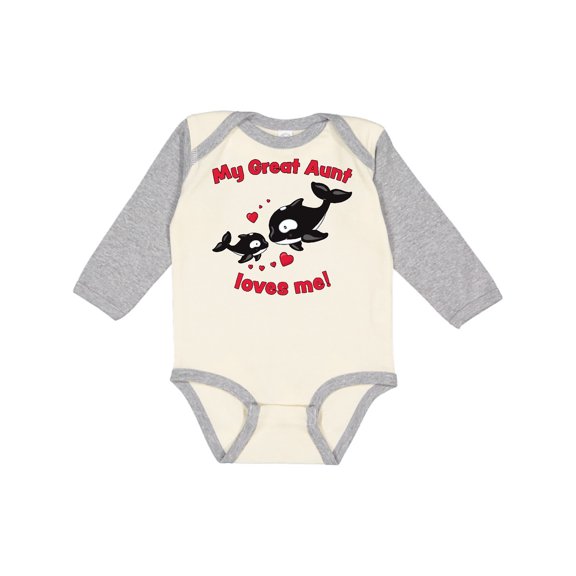 Inktastic My Great Aunt Loves Me Orca Family Boys or Girls Long Sleeve Baby Bodysuit