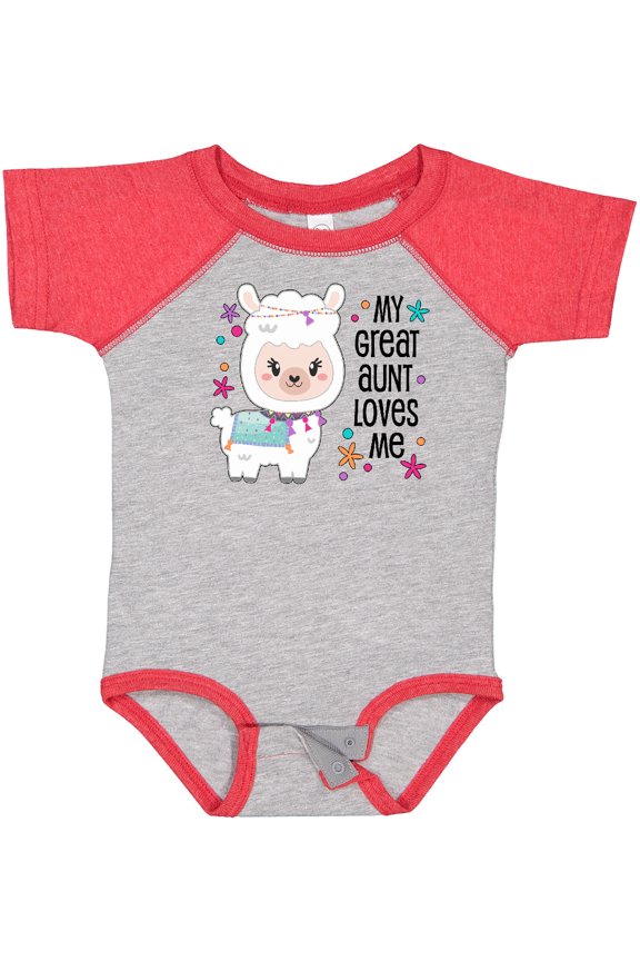 My Great Aunt Loves Me- cute and happy llama Boys or Girls Baby Bodysuit