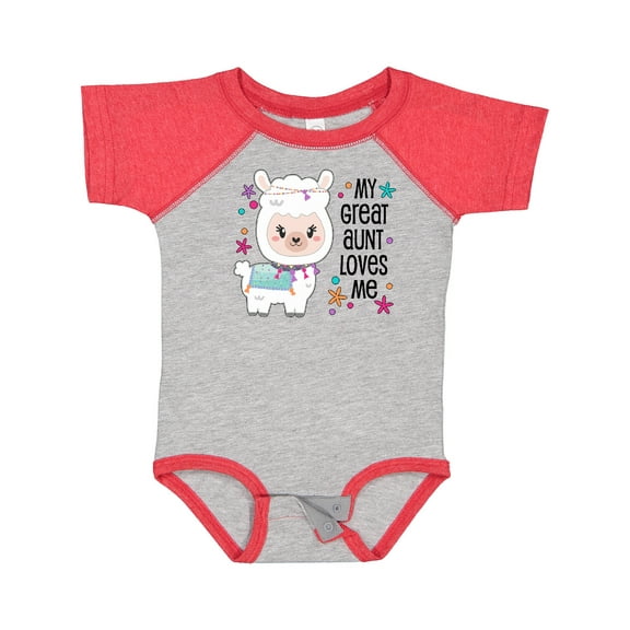 Inktastic My Great Aunt Loves Me- cute and happy llama Boys or Girls Baby Bodysuit