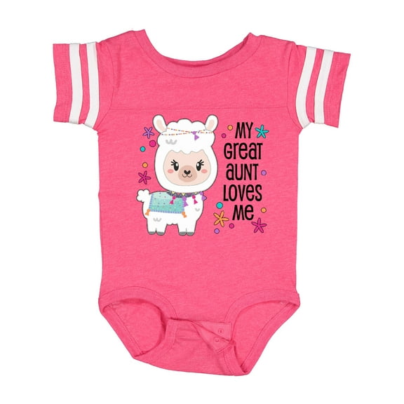 Inktastic My Great Aunt Loves Me- cute and happy llama Boys or Girls Baby Bodysuit
