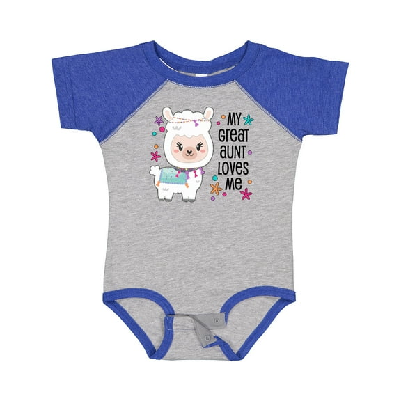 Inktastic My Great Aunt Loves Me- cute and happy llama Boys or Girls Baby Bodysuit