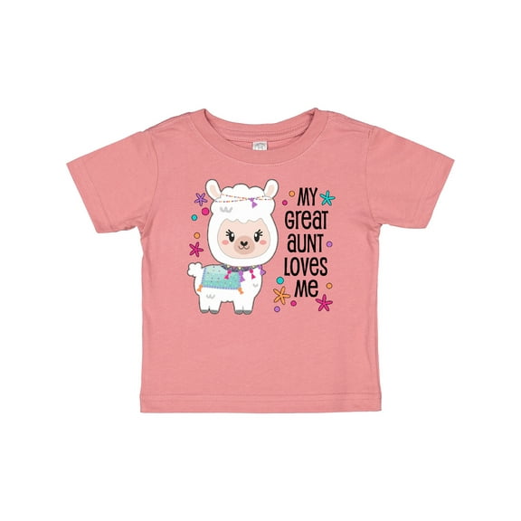 Inktastic My Great Aunt Loves Me- cute and happy llama Boys or Girls Baby T-Shirt
