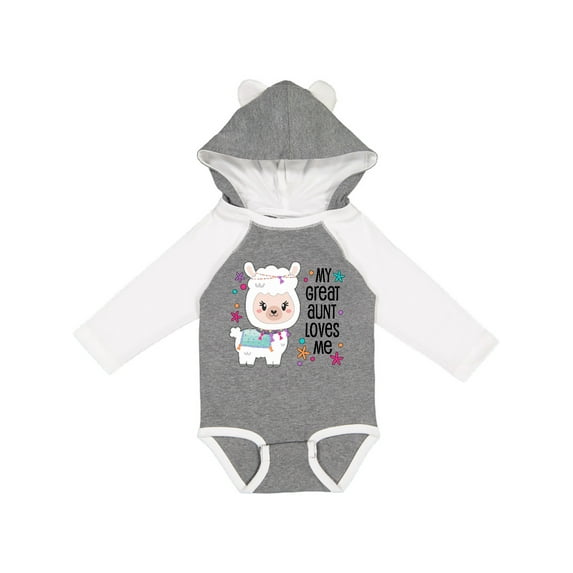 Inktastic My Great Aunt Loves Me- cute and happy llama Boys or Girls Long Sleeve Baby Bodysuit