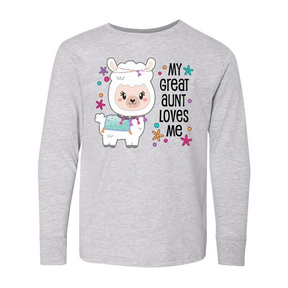 Inktastic My Great Aunt Loves Me- cute and happy llama Long Sleeve Youth T-Shirt