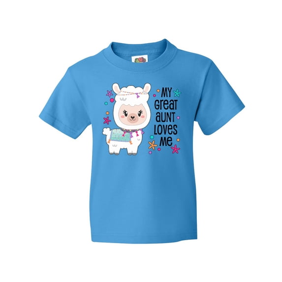 Inktastic My Great Aunt Loves Me- cute and happy llama Youth T-Shirt