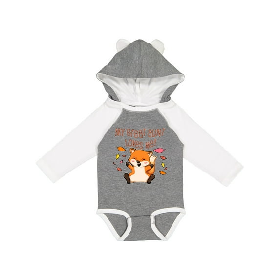 Inktastic My Great Aunt Loves Me- cute baby fox Boys or Girls Long Sleeve Baby Bodysuit