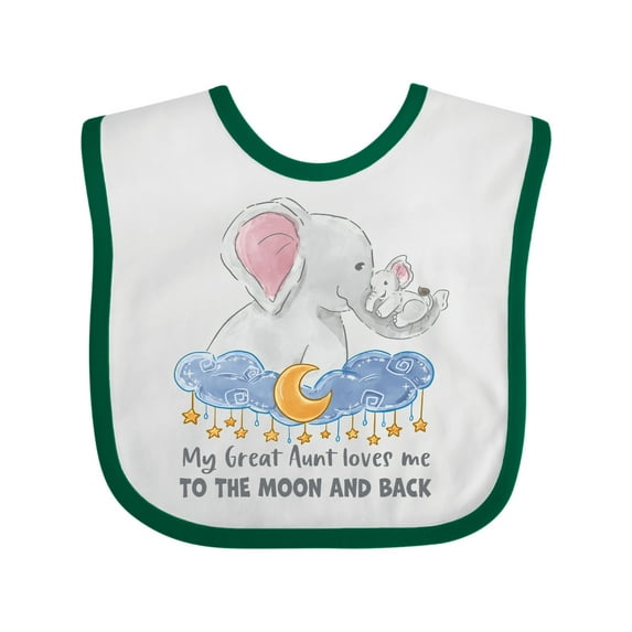 Inktastic My Great Aunt Loves Me to the Moon and Back Boys or Girls Baby Bib
