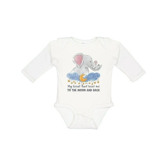 Inktastic My Great Aunt Loves Me to the Moon and Back Boys or Girls Long Sleeve Baby Bodysuit