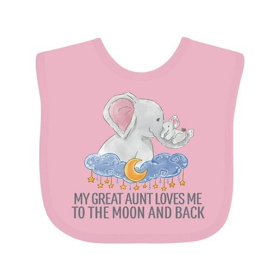 Inktastic My Great Aunt Loves Me to the Moon and Back Elephants Boys or Girls Baby Bib