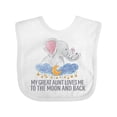 thumbnail image 1 of Inktastic My Great Aunt Loves Me to the Moon and Back Elephants Boys or Girls Baby Bib, 1 of 4
