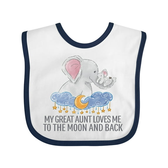 Inktastic My Great Aunt Loves Me to the Moon and Back Elephants Boys or Girls Baby Bib