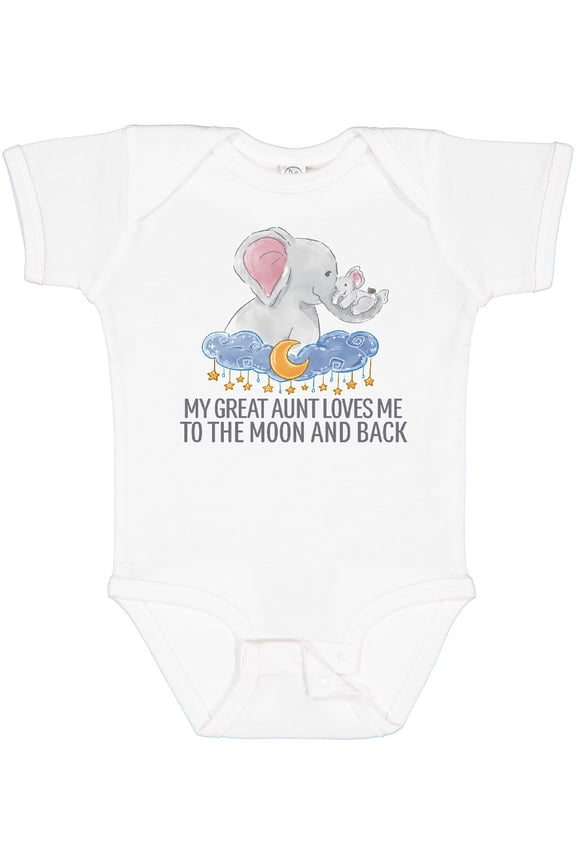 My Great Aunt Loves Me to the Moon and Back Elephants Boys or Girls Baby Bodysuit