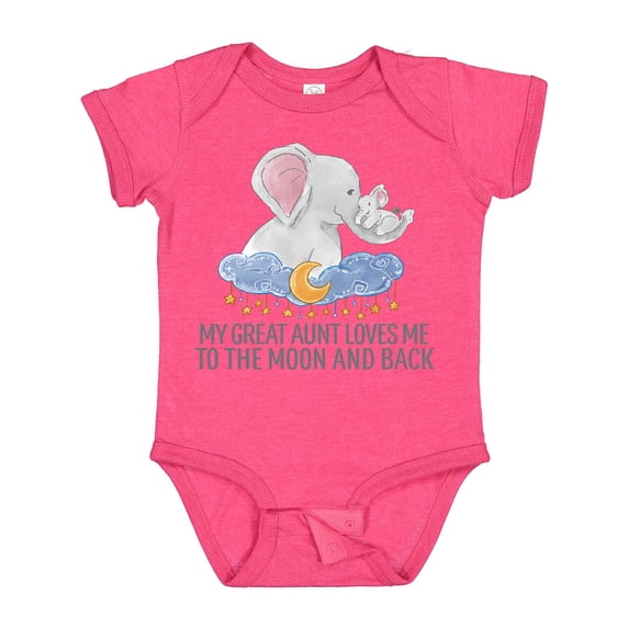 Inktastic My Great Aunt Loves Me to the Moon and Back Elephants Boys or Girls Baby Bodysuit