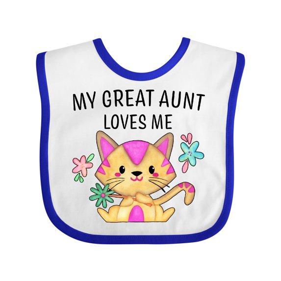 Inktastic My Great Aunt Loves Me with Cute Kitten and Flowers Boys or Girls Baby Bib