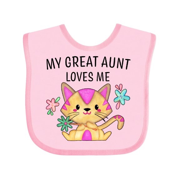 Inktastic My Great Aunt Loves Me with Cute Kitten and Flowers Boys or Girls Baby Bib