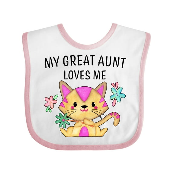 Inktastic My Great Aunt Loves Me with Cute Kitten and Flowers Boys or Girls Baby Bib