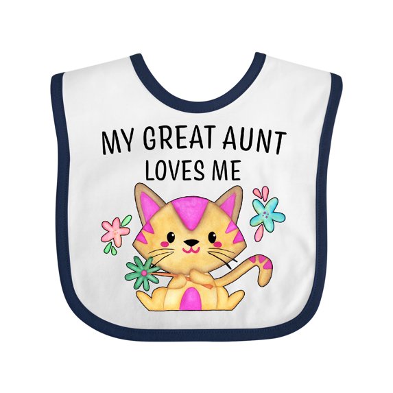 Inktastic My Great Aunt Loves Me with Cute Kitten and Flowers Boys or Girls Baby Bib