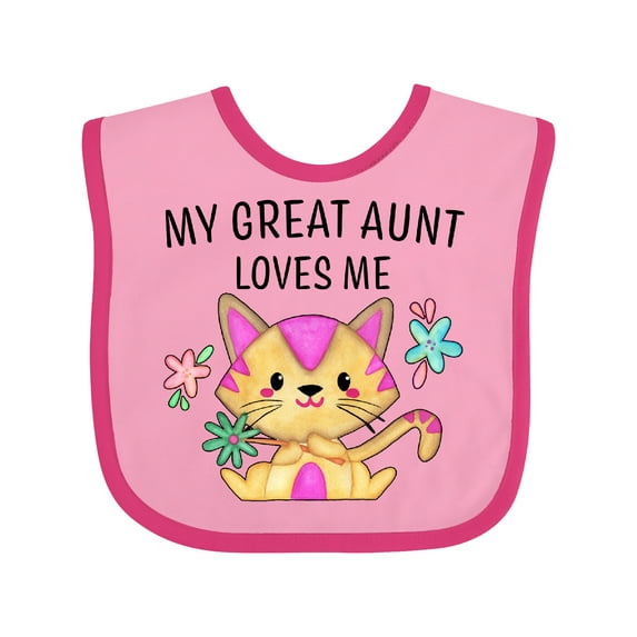 Inktastic My Great Aunt Loves Me with Cute Kitten and Flowers Boys or Girls Baby Bib