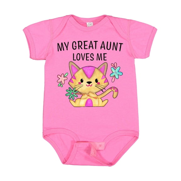 Inktastic My Great Aunt Loves Me with Cute Kitten and Flowers Boys or Girls Baby Bodysuit