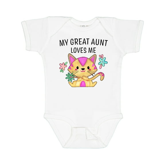 Inktastic My Great Aunt Loves Me with Cute Kitten and Flowers Boys or Girls Baby Bodysuit