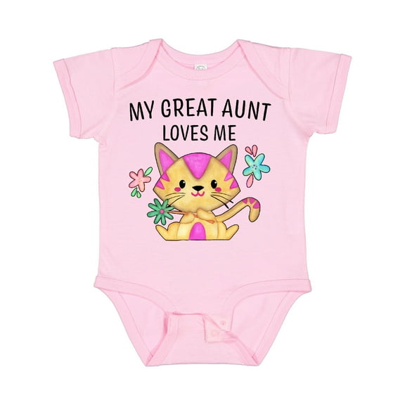 Inktastic My Great Aunt Loves Me with Cute Kitten and Flowers Boys or Girls Baby Bodysuit