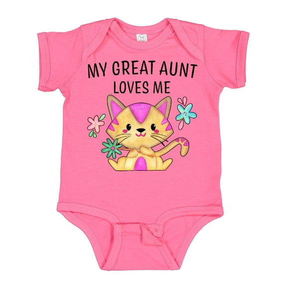 Inktastic My Great Aunt Loves Me with Cute Kitten and Flowers Boys or Girls Baby Bodysuit