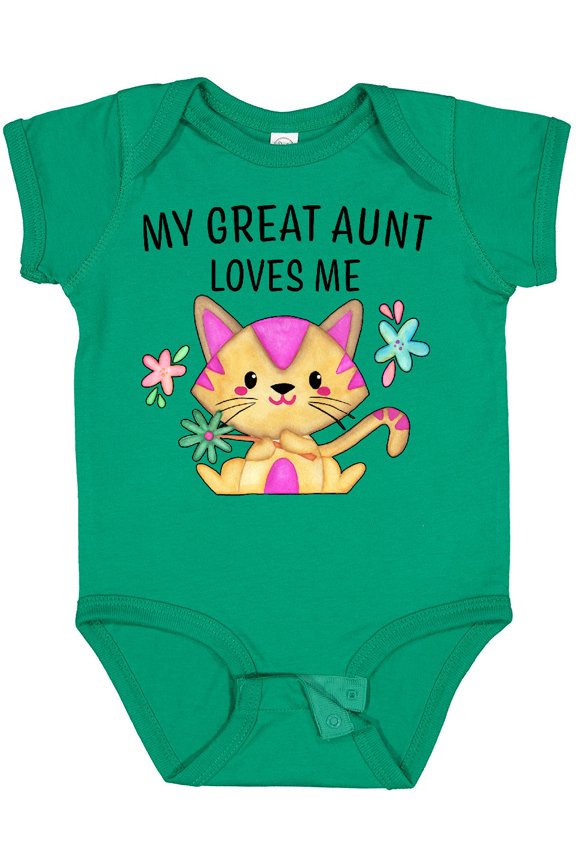 My Great Aunt Loves Me with Cute Kitten and Flowers Boys or Girls Baby Bodysuit