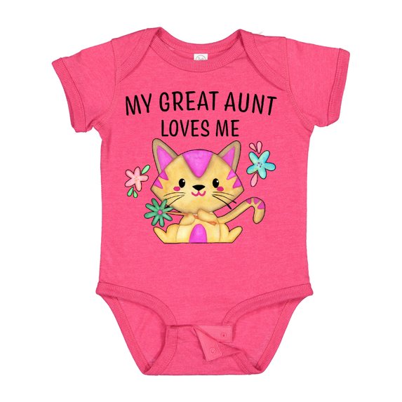 Inktastic My Great Aunt Loves Me with Cute Kitten and Flowers Boys or Girls Baby Bodysuit