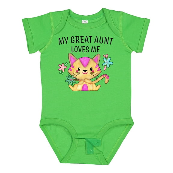 Inktastic My Great Aunt Loves Me with Cute Kitten and Flowers Boys or Girls Baby Bodysuit