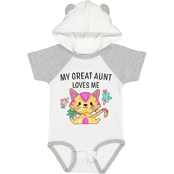 Inktastic My Great Aunt Loves Me with Cute Kitten and Flowers Boys or Girls Baby Bodysuit