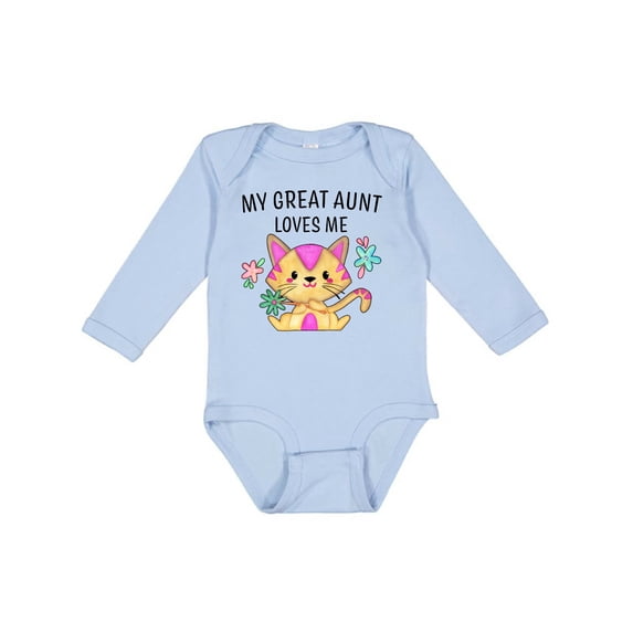 Inktastic My Great Aunt Loves Me with Cute Kitten and Flowers Boys or Girls Long Sleeve Baby Bodysuit